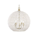 Golden Lighting 6933-5P BLK-NR Florence 5 Light Pendant in Matte Black with Natural Raphia Rope - Crescent Harbor