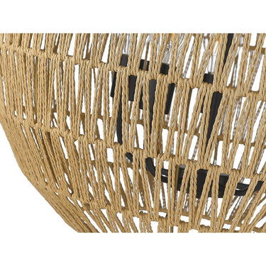 Golden Lighting 6933-5P BLK-NR Florence 5 Light Pendant in Matte Black with Natural Raphia Rope - Crescent Harbor