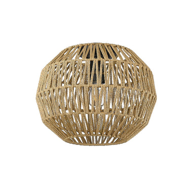 Golden Lighting 6933-FM BLK-NR Florence Flush Mount in Matte Black with Natural Raphia Rope - Crescent Harbor