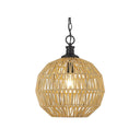 Golden Lighting 6933-M BLK-NR Florence Medium Pendant in Matte Black with Natural Raphia Rope - Crescent Harbor