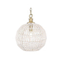 Golden Lighting 6933-M BLK-NR Florence Medium Pendant in Matte Black with Natural Raphia Rope - Crescent Harbor