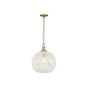Golden Lighting 6933-M BLK-NR Florence Medium Pendant in Matte Black with Natural Raphia Rope - Crescent Harbor