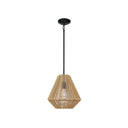 Golden Lighting 6937-M BLK-NR Valentina Medium Pendant in Matte Black with Natural Raphia Rope - Crescent Harbor