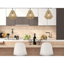 Golden Lighting 6937-M BLK-NR Valentina Medium Pendant in Matte Black with Natural Raphia Rope - Crescent Harbor