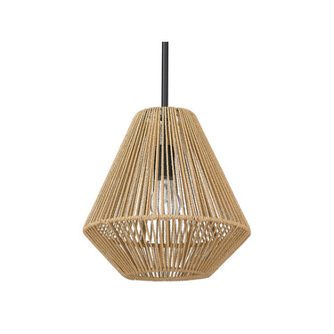Golden Lighting 6937-M BLK-NR Valentina Medium Pendant in Matte Black with Natural Raphia Rope - Crescent Harbor
