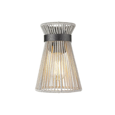 Golden Lighting 6938-1W BLK-BR Avon 1 Light Wall Sconce in Matte Black with Bleached Raphia - Crescent Harbor