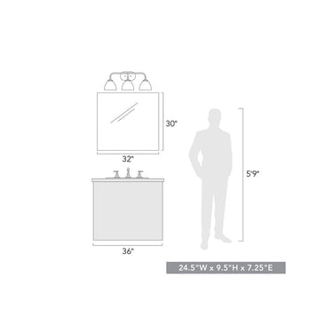 Golden Lighting 6956-BA3 Zoey 3 Light Bath Vanity - Crescent Harbor