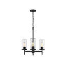 Golden Lighting 7011-3 BLK-CLR Winslett 3 Light Chandelier in Matte Black with Ribbed Clear Glass - Crescent Harbor