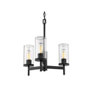 Golden Lighting 7011-3 BLK-CLR Winslett 3 Light Chandelier in Matte Black with Ribbed Clear Glass - Crescent Harbor