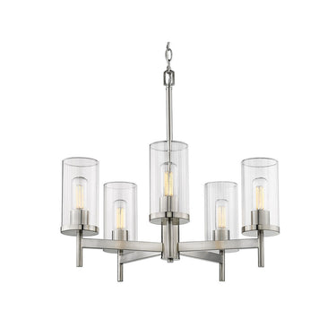 Golden Lighting 7011-5-CLR Winslett 5 Light Chandelier in Ribbed Clear Glass - Crescent Harbor