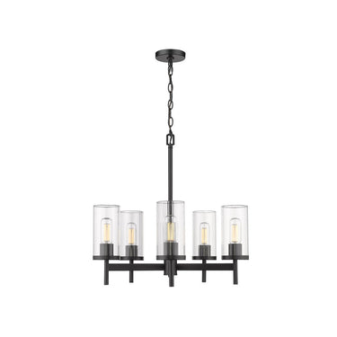 Golden Lighting 7011-5-CLR Winslett 5 Light Chandelier in Ribbed Clear Glass - Crescent Harbor