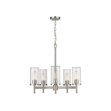 Golden Lighting 7011-5-CLR Winslett 5 Light Chandelier in Ribbed Clear Glass - Crescent Harbor