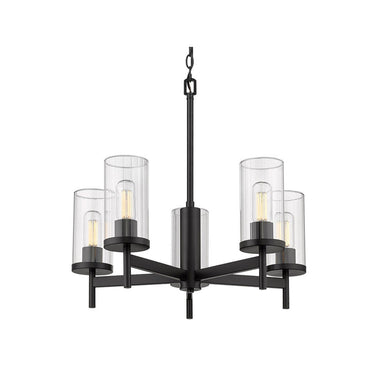 Golden Lighting 7011-5-CLR Winslett 5 Light Chandelier in Ribbed Clear Glass - Crescent Harbor