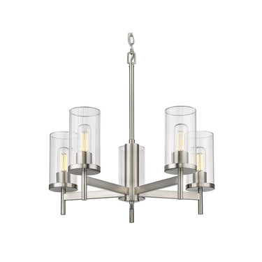 Golden Lighting 7011-5-CLR Winslett 5 Light Chandelier in Ribbed Clear Glass - Crescent Harbor