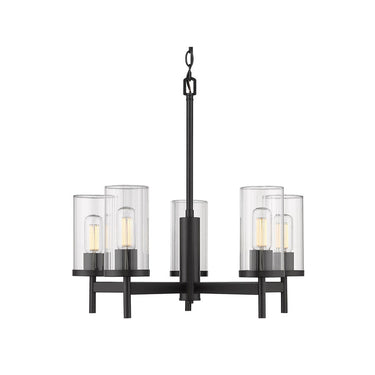 Golden Lighting 7011-5-CLR Winslett 5 Light Chandelier in Ribbed Clear Glass - Crescent Harbor