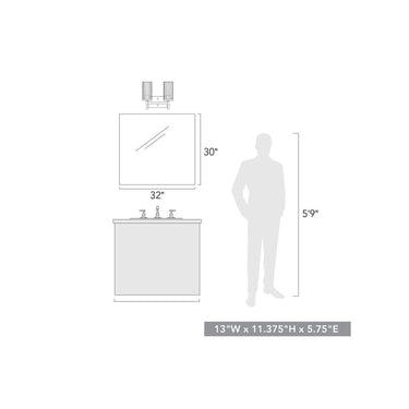 Golden Lighting 7011-BA2 BLK-CLR 2 Light Bath Vanity - Crescent Harbor