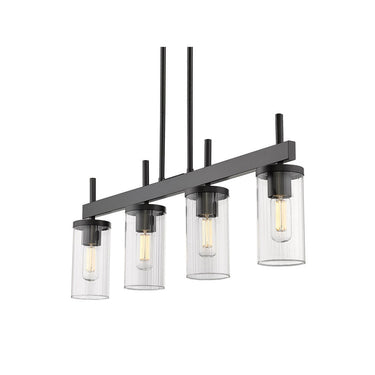 Golden Lighting 7011-LP-CLR Winslett Linear Pendant in Ribbed Clear Glass - Crescent Harbor