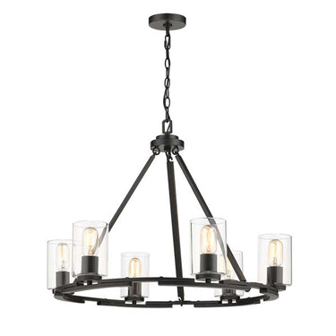 Golden Lighting 7041-6 BLK-CLR Monroe 6 Light Chandelier - Crescent Harbor