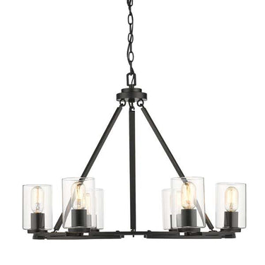 Golden Lighting 7041-6 BLK-CLR Monroe 6 Light Chandelier - Crescent Harbor