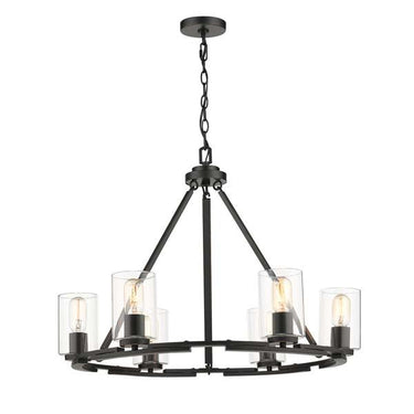 Golden Lighting 7041-6 BLK-CLR Monroe 6 Light Chandelier - Crescent Harbor