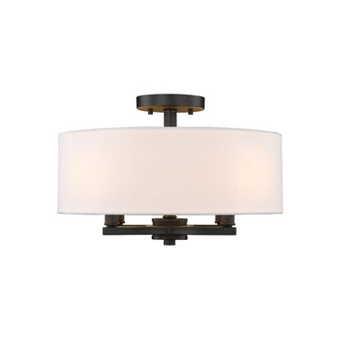 Golden Lighting 7154-SF BLK-MWS Eliana 4 Light Semi-Flush in Matte Black with Modern White Shade - Crescent Harbor