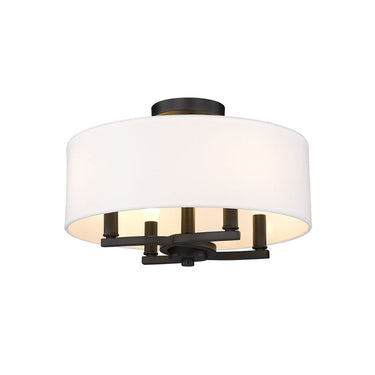 Golden Lighting 7154-SF BLK-MWS Eliana 4 Light Semi-Flush in Matte Black with Modern White Shade - Crescent Harbor