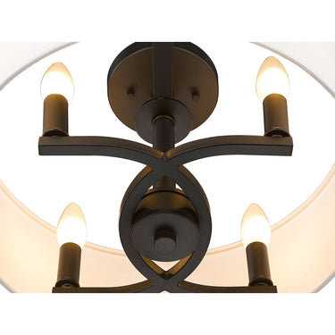Golden Lighting 7154-SF BLK-MWS Eliana 4 Light Semi-Flush in Matte Black with Modern White Shade - Crescent Harbor