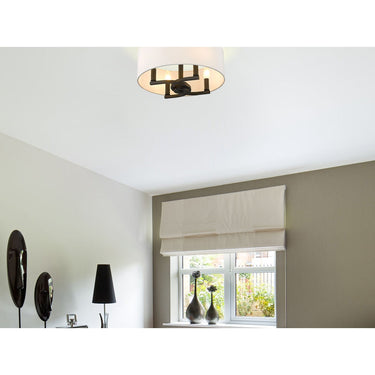 Golden Lighting 7154-SF BLK-MWS Eliana 4 Light Semi-Flush in Matte Black with Modern White Shade - Crescent Harbor