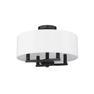 Golden Lighting 7154-SF BLK-MWS Eliana 4 Light Semi-Flush in Matte Black with Modern White Shade - Crescent Harbor