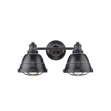 Golden Lighting 7312-BA2 Bartlett 2 Light Bath Vanity in Black Patina Shade - Crescent Harbor