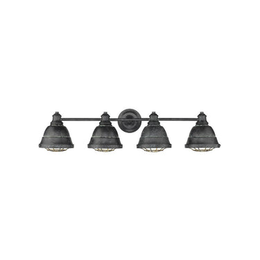Golden Lighting 7312-BA4 BP Bartlett 4 Light Bath Vanity in Black Patina with Black Patina Shades - Crescent Harbor