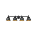 Golden Lighting 7312-BA4 BP Bartlett 4 Light Bath Vanity in Black Patina with Black Patina Shades - Crescent Harbor