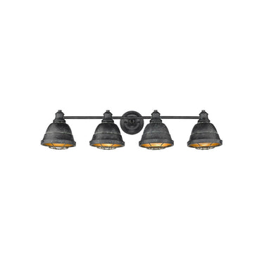 Golden Lighting 7312-BA4 BP Bartlett 4 Light Bath Vanity in Black Patina with Black Patina Shades - Crescent Harbor