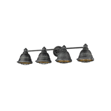 Golden Lighting 7312-BA4 BP Bartlett 4 Light Bath Vanity in Black Patina with Black Patina Shades - Crescent Harbor