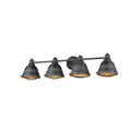 Golden Lighting 7312-BA4 BP Bartlett 4 Light Bath Vanity in Black Patina with Black Patina Shades - Crescent Harbor