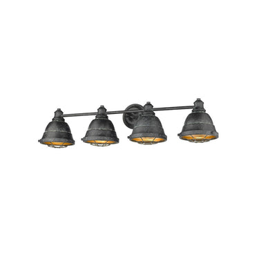 Golden Lighting 7312-BA4 BP Bartlett 4 Light Bath Vanity in Black Patina with Black Patina Shades - Crescent Harbor