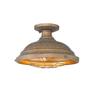 Golden Lighting 7312-SF Bartlett Semi-Flush in Black Patina Shade - Crescent Harbor
