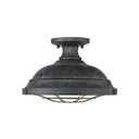 Golden Lighting 7312-SF Bartlett Semi-Flush in Black Patina Shade - Crescent Harbor