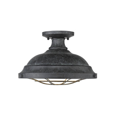 Golden Lighting 7312-SF Bartlett Semi-Flush in Black Patina Shade - Crescent Harbor