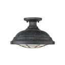 Golden Lighting 7312-SF Bartlett Semi-Flush in Black Patina Shade - Crescent Harbor