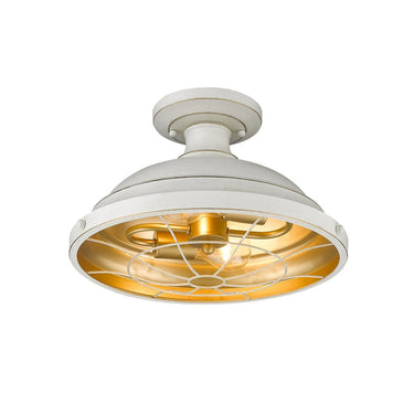Golden Lighting 7312-SF Bartlett Semi-Flush in Black Patina Shade - Crescent Harbor