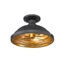 Golden Lighting 7312-SF Bartlett Semi-Flush in Black Patina Shade - Crescent Harbor