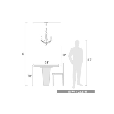 Golden Lighting 7644-M3 Mirabella 3 Light Mini Chandelier - Crescent Harbor