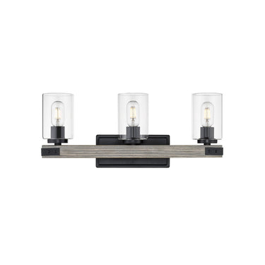 Golden Lighting 7808-BA3 BLK-CLR Lowell 3 Light Bath Vanity in Matte Black with Clear Glass - Crescent Harbor