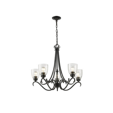 Golden Lighting 8001-5 BLK-SD Parrish 5 Light Chandelier - Crescent Harbor