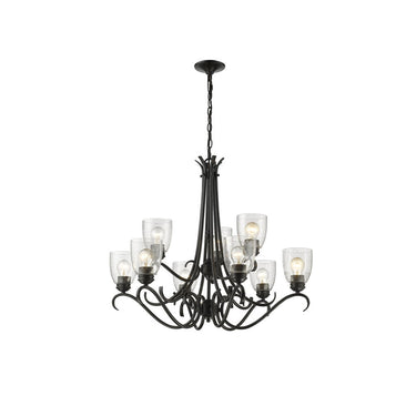 Golden Lighting 8001-9 BLK-SD Parrish 9 Light Chandelier - Crescent Harbor