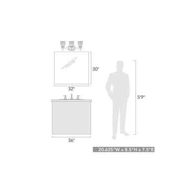 Golden Lighting 8001-BA3 3 Light Bath Vanity - Crescent Harbor