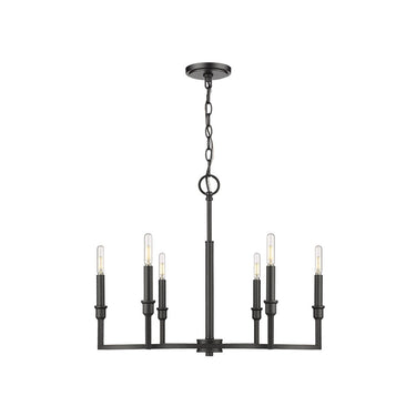 Golden Lighting 8209-6 BLK Ellyn 6 Light Chandelier in Matte Black - Crescent Harbor