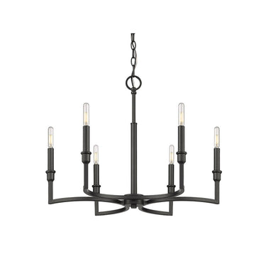 Golden Lighting 8209-6 BLK Ellyn 6 Light Chandelier in Matte Black - Crescent Harbor