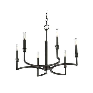 Golden Lighting 8209-6 BLK Ellyn 6 Light Chandelier in Matte Black - Crescent Harbor